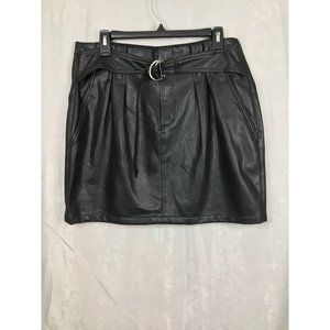 Express Faux Leather Belted Mini Skirt Size Large Black